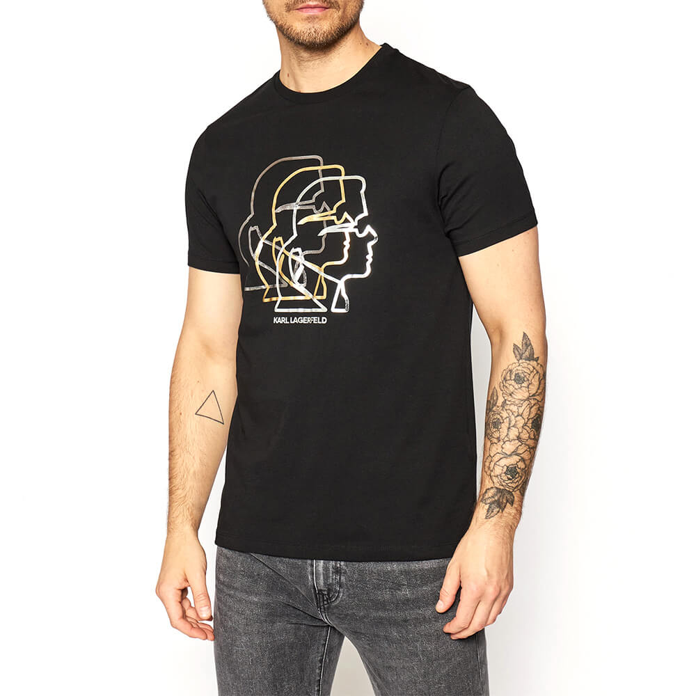 חולצת טישרט קרל לגרפלד קצרה טריפל לוגו גברים