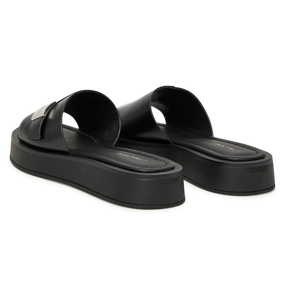כפכפי פלטפורמה עור קלווין קליין Leather Platform Sliders נשים