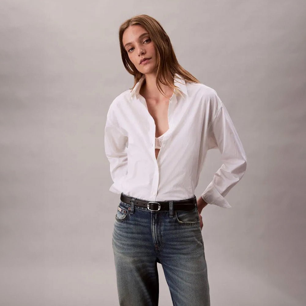 חולצה מכופתרת קלווין קליין Logo Perfect Button-Down נשים