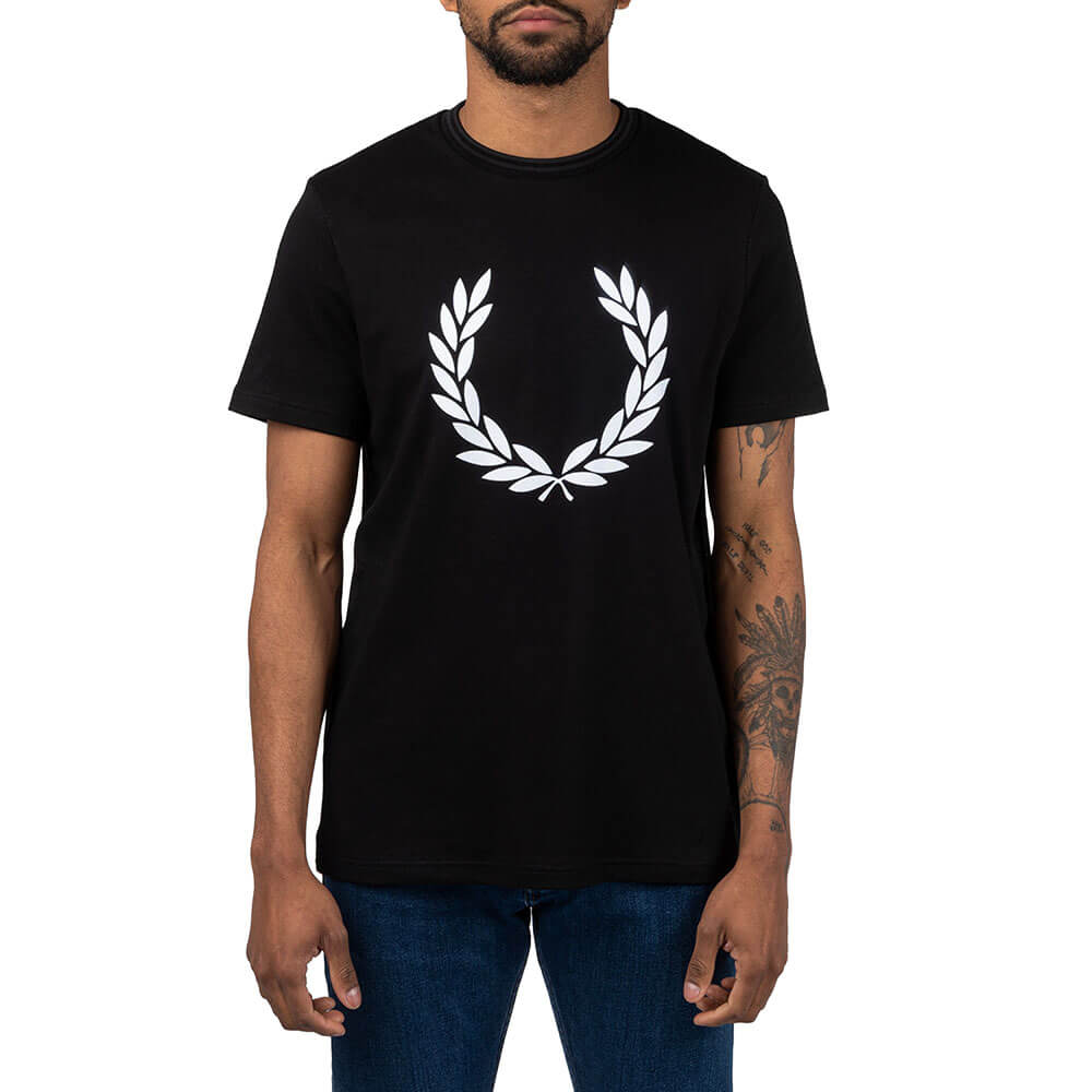 חולצת טישרט פרד פרי קצרה לוגו עלים גדול גברים