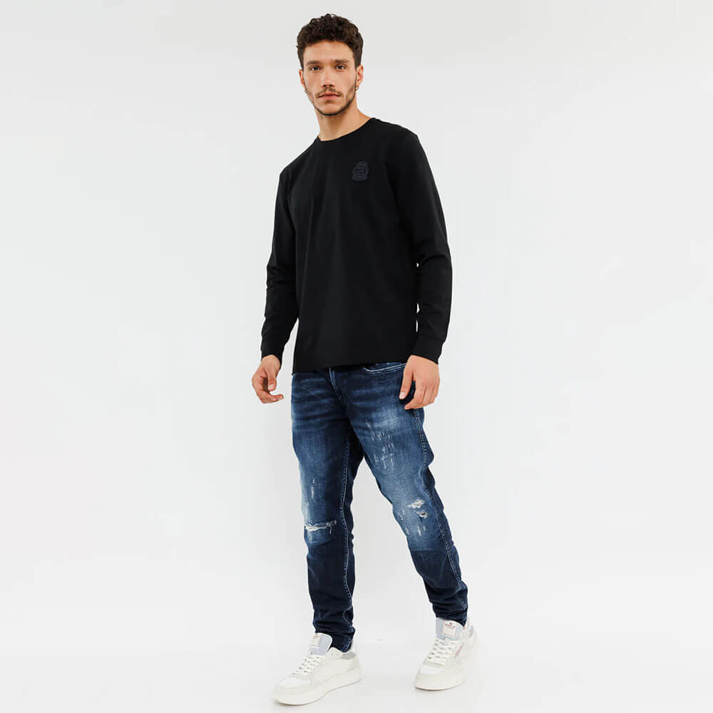 חולצת טישרט ריפליי ארוכה R Logo Patch גברים