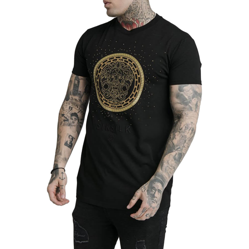 חולצת טישרט סיקסילק קצרה Rhinestone Lion Tee גברים