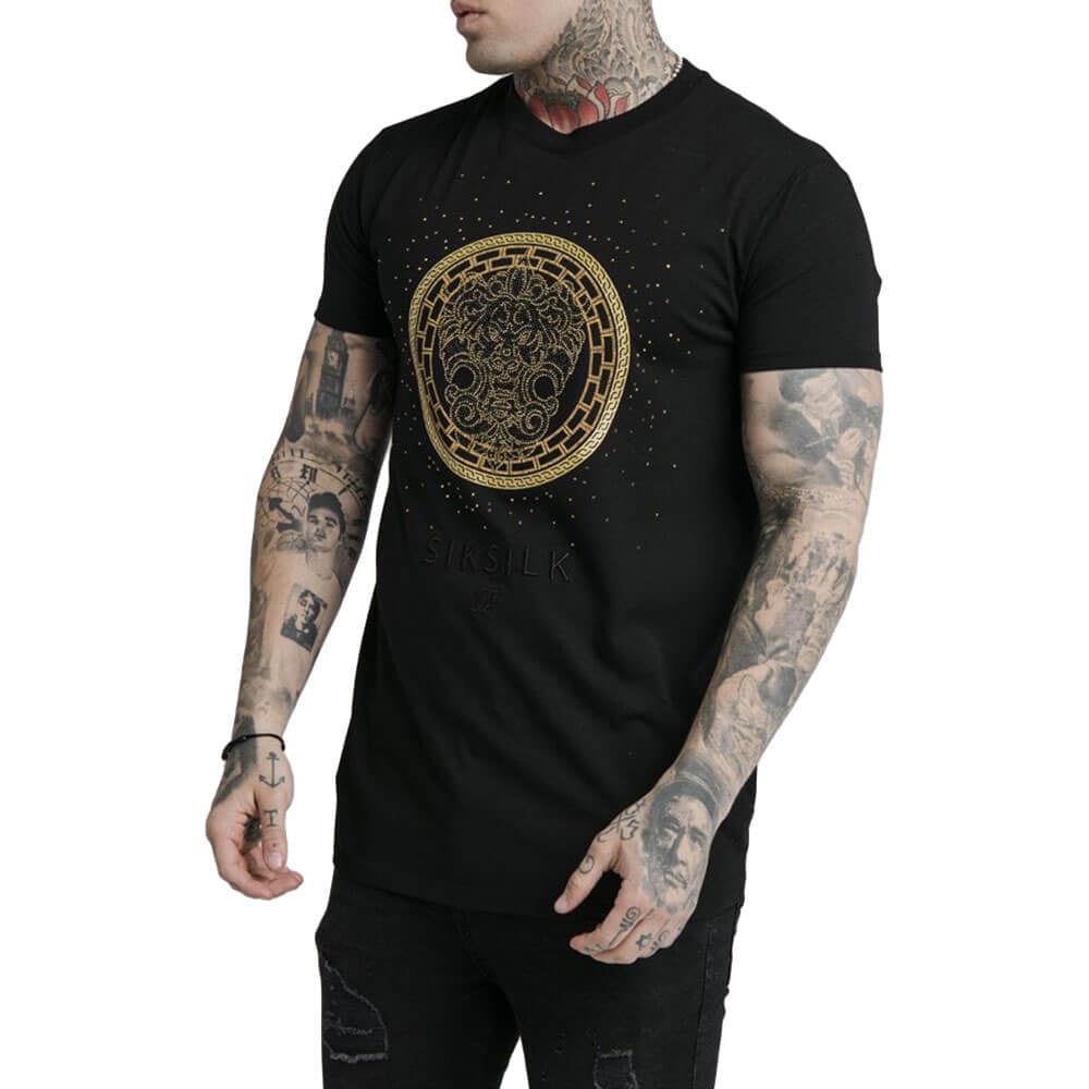 חולצת טישרט סיקסילק קצרה Rhinestone Lion Tee גברים