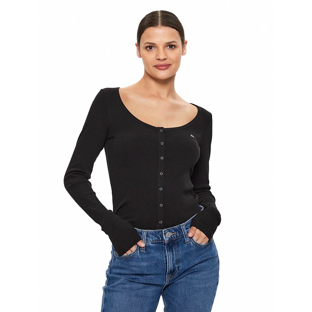 חולצת טישרט טומי הילפיגר עם כפתורים Slim Button Thru נשים