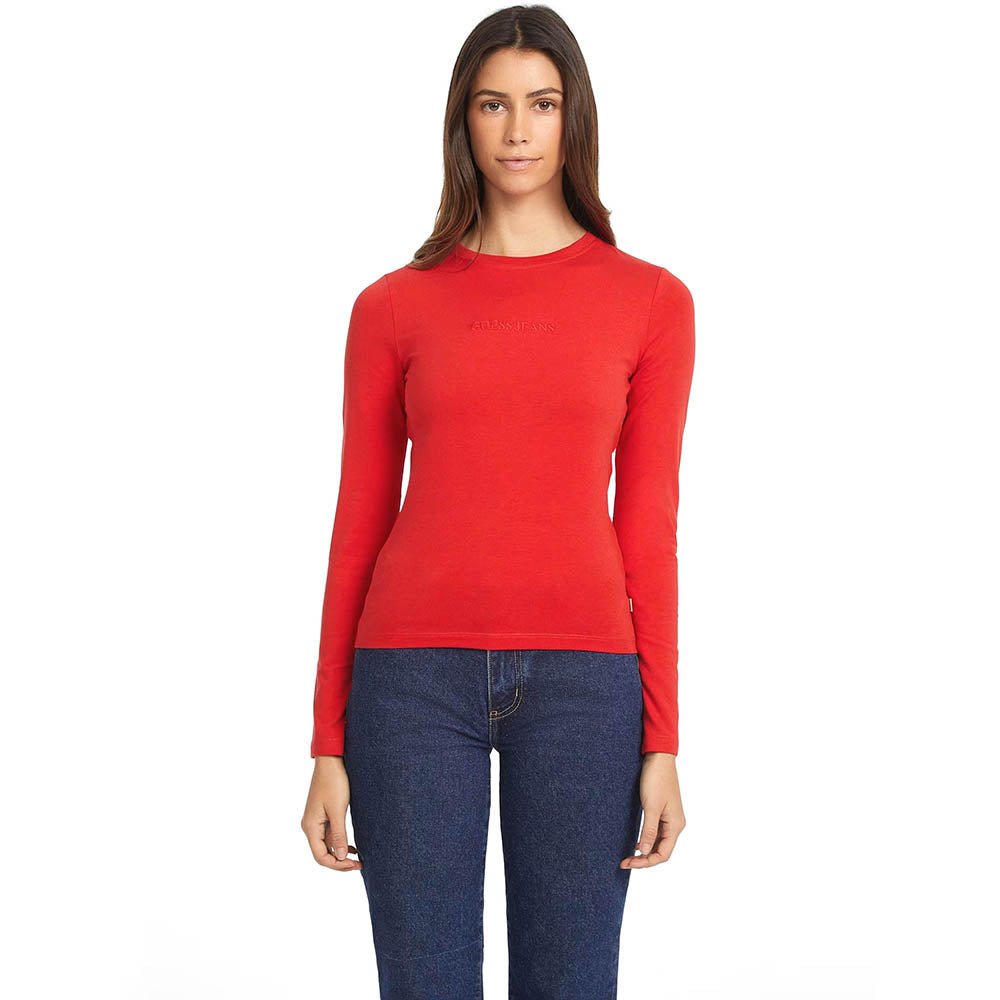 חולצת טישרט ארוכה Guess Slim Logo E - Mid Organic Stretch נשים