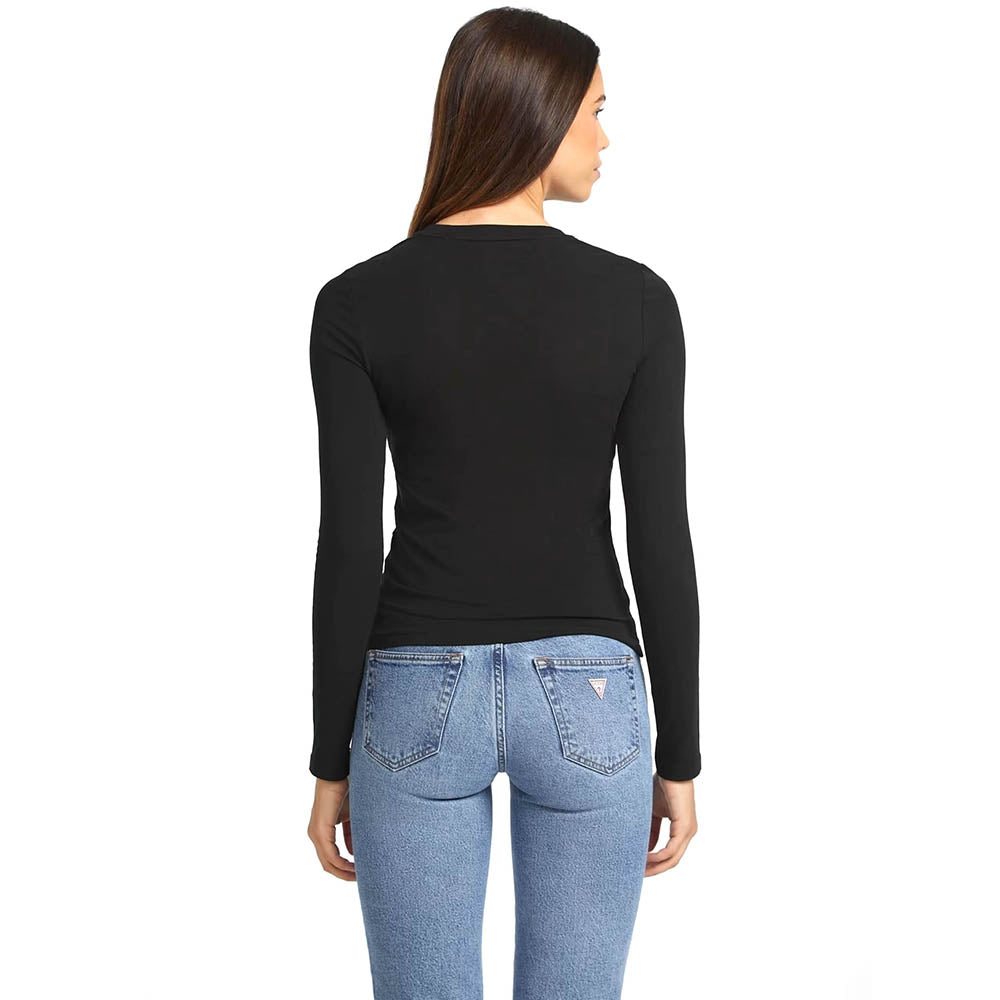 חולצת טישרט ארוכה Guess Slim Logo E - Mid Organic Stretch נשים
