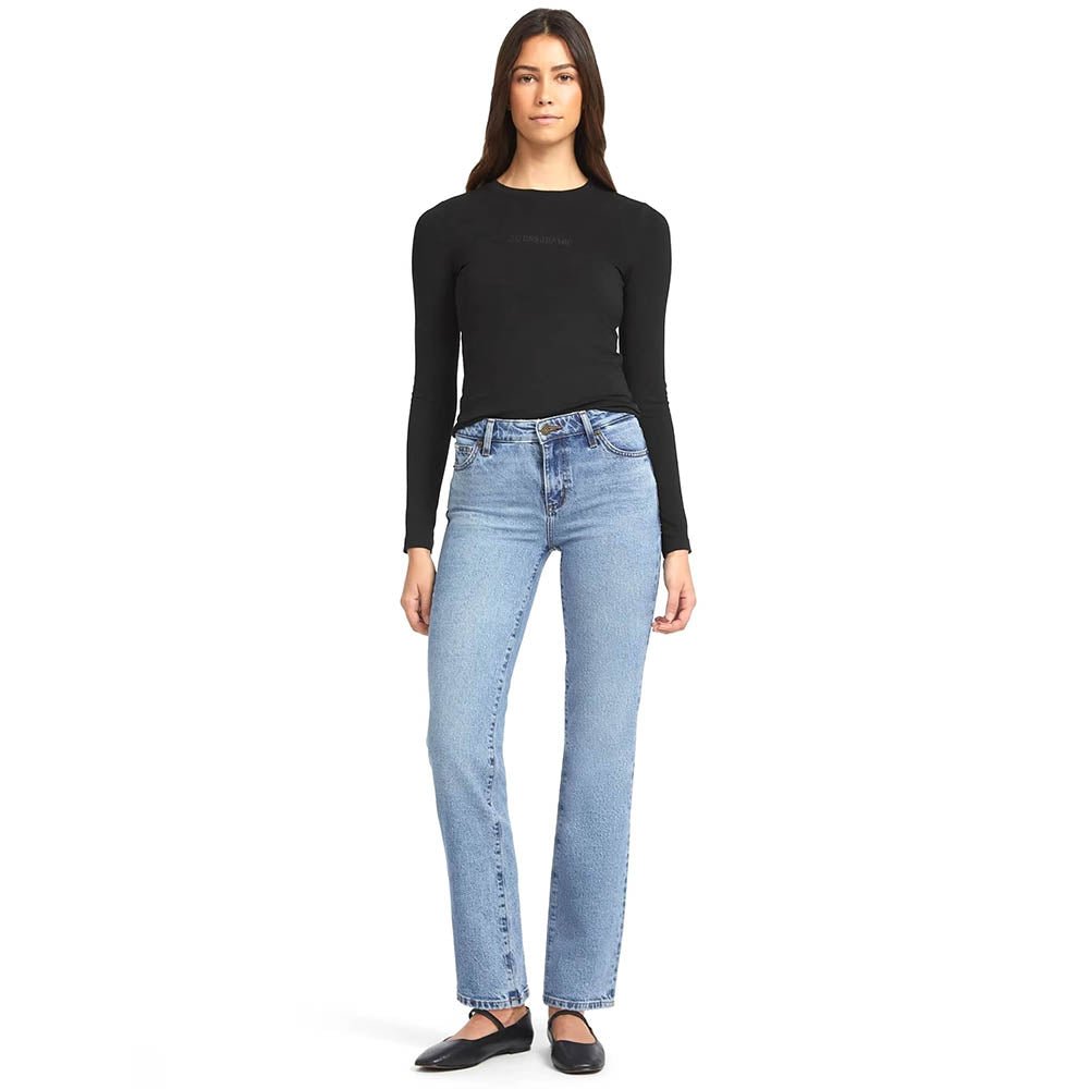 חולצת טישרט ארוכה Guess Slim Logo E - Mid Organic Stretch נשים