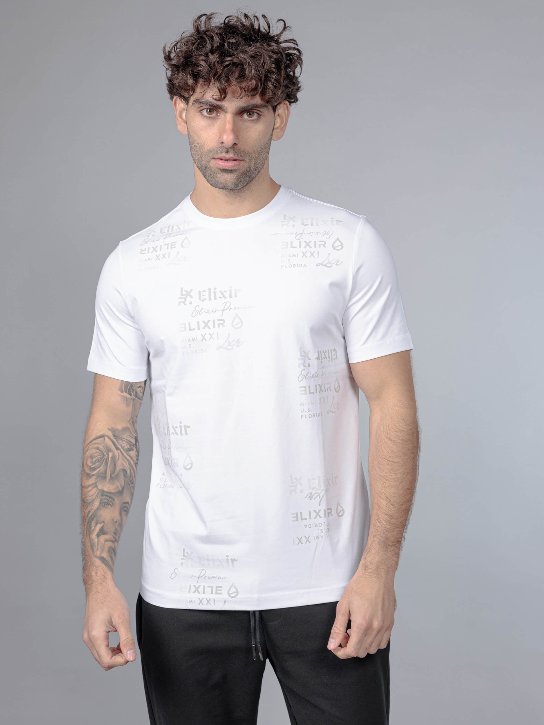 חולצת טישירט קצרה אליקסיר All Over Logo גברים