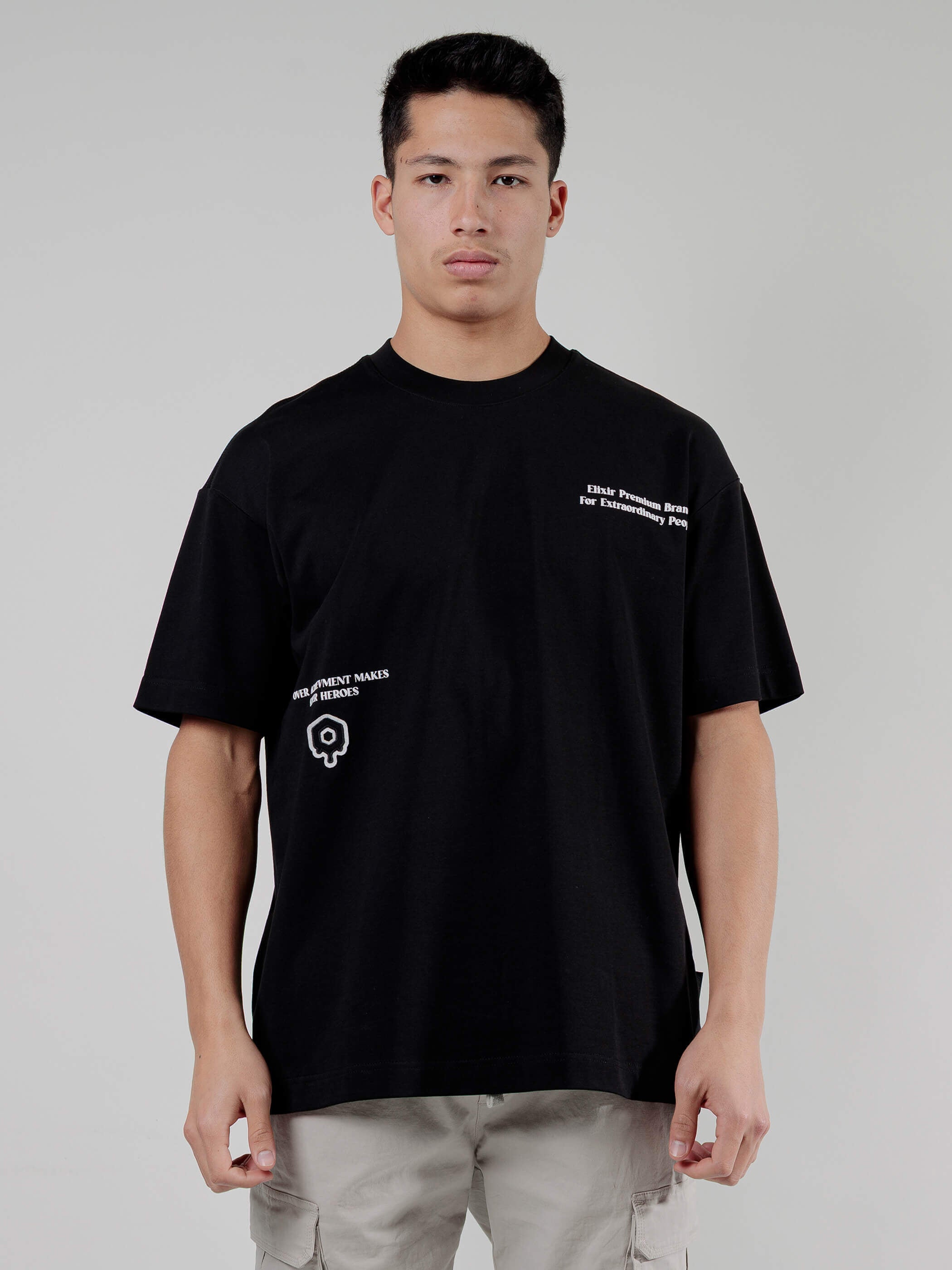 חולצת טישירט קצרה אליקסיר Print Logo גברים