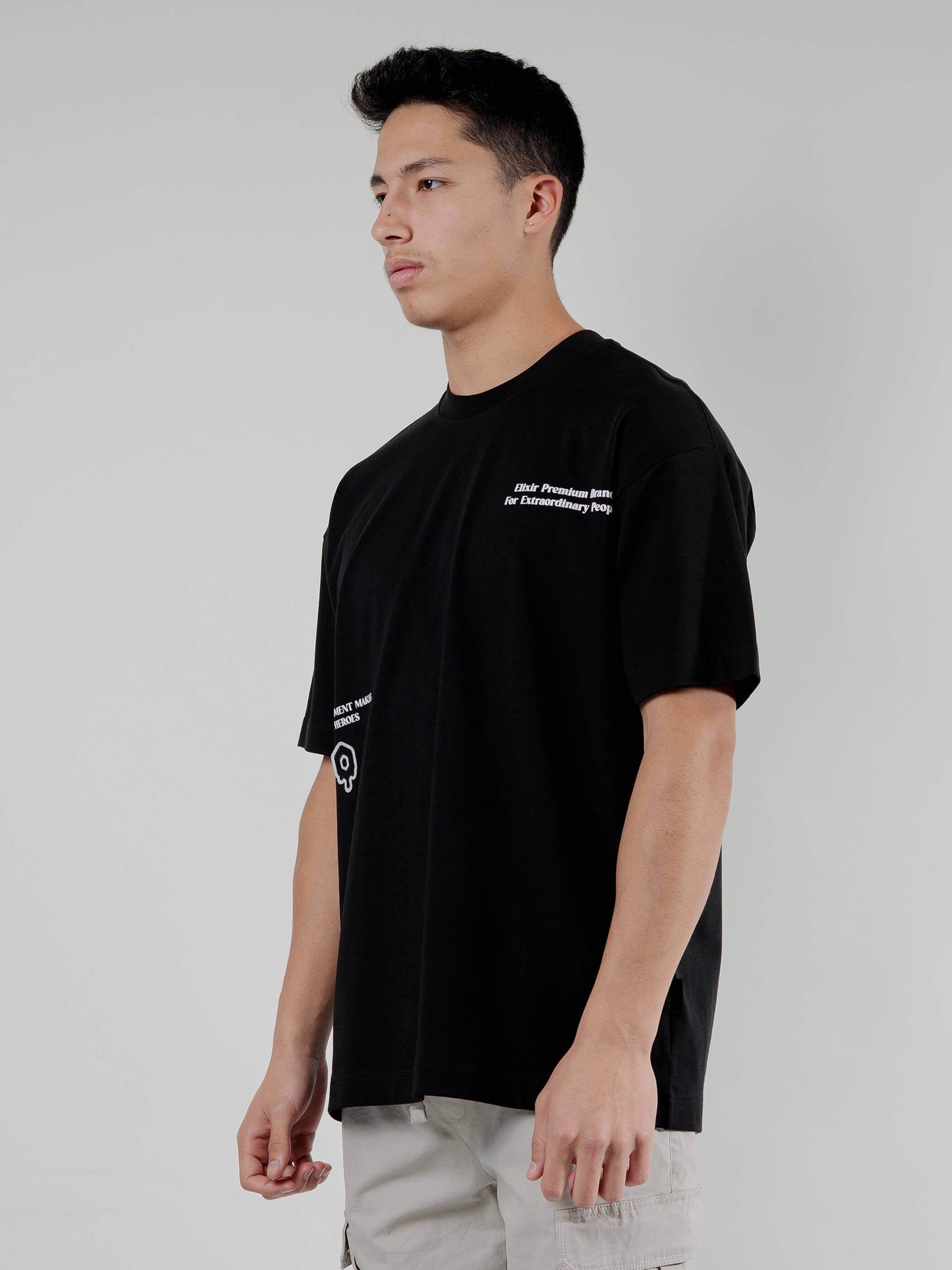 חולצת טישירט קצרה אליקסיר Print Logo גברים