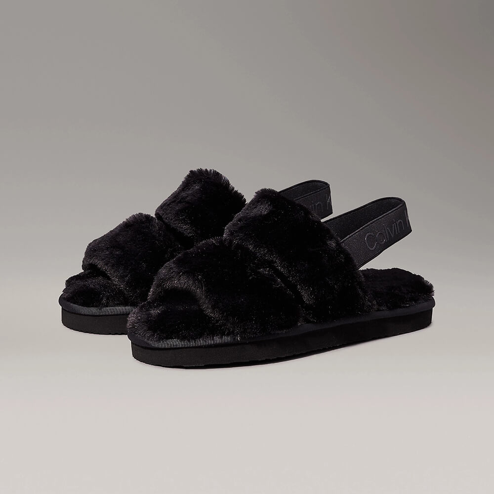 סנדלי קלווין קליין Faux Fur Slippers נשים