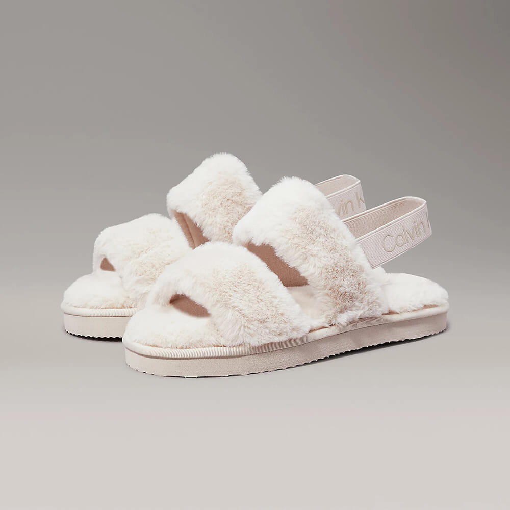 סנדלי קלווין קליין Faux Fur Slippers נשים