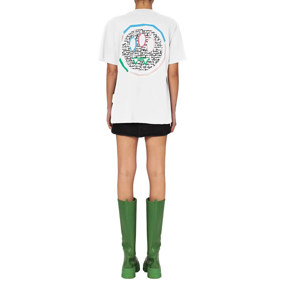 חולצת טישרט בארו קצרה עיגול כיתוב לוגו בגב