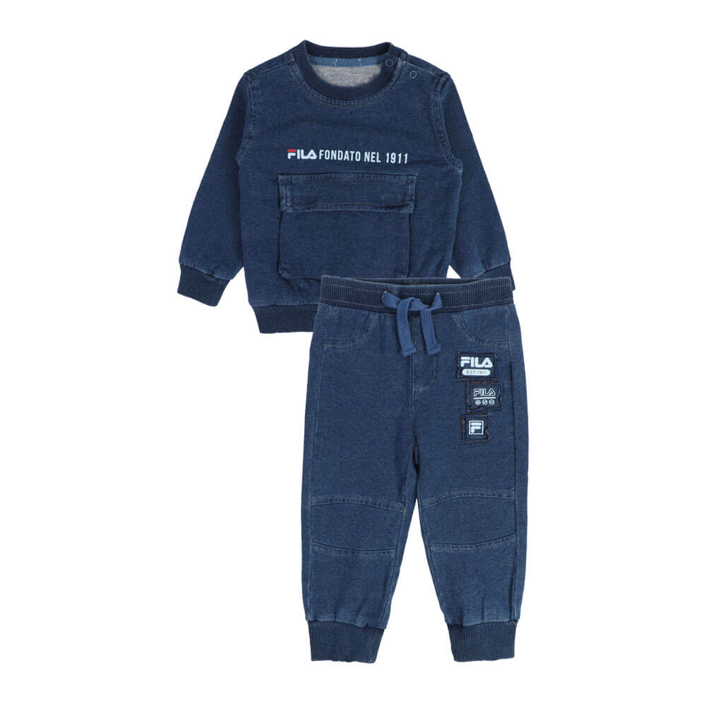 סט סווטשירט ומכנסיים פילה Crew Neck Indigo Set תינוקות