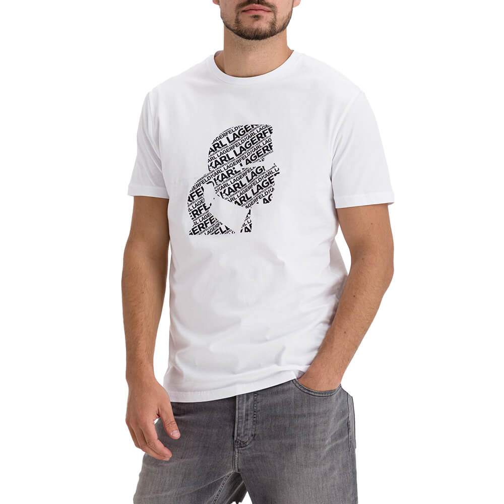 חולצת טישרט קרל לגרפלד קצרה פרצוף לוגו מפוזר גברים