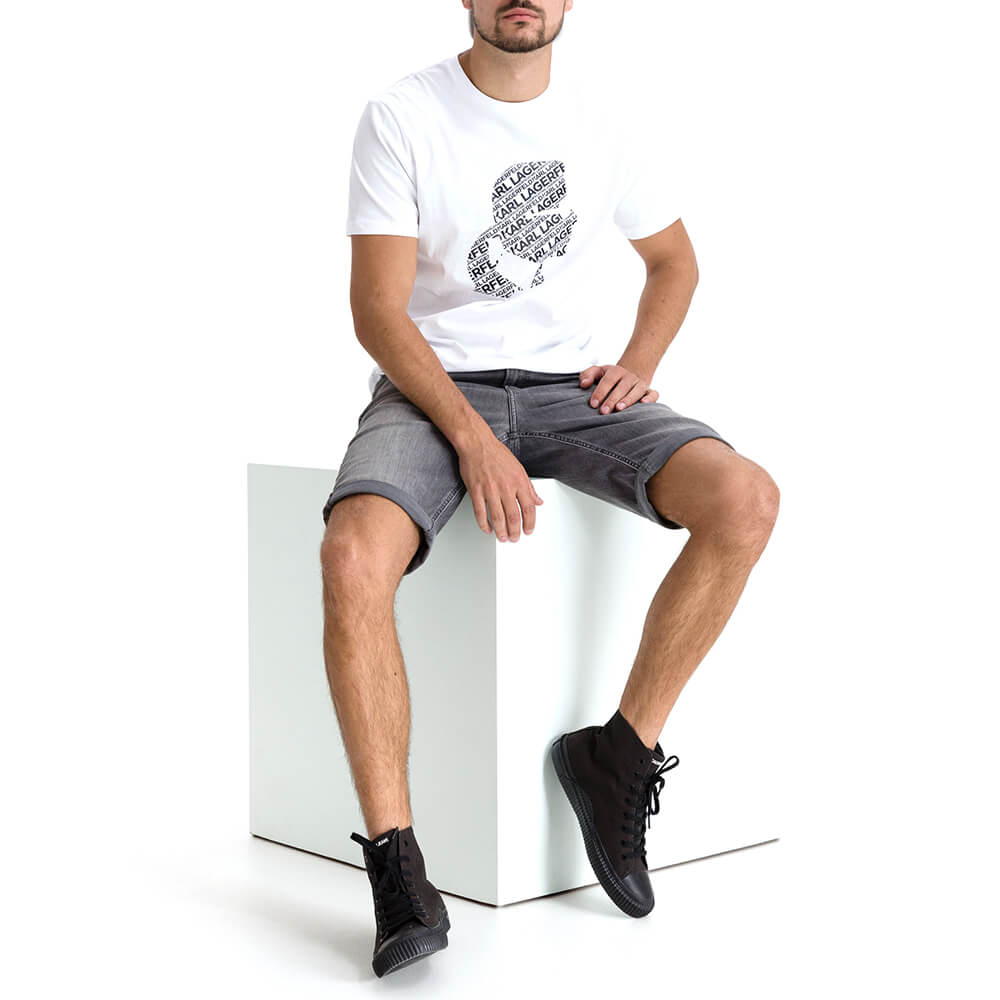 חולצת טישרט קרל לגרפלד קצרה פרצוף לוגו מפוזר גברים