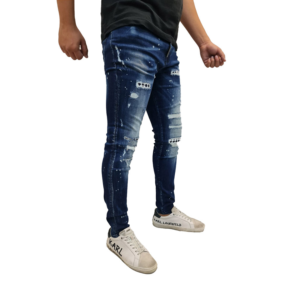 ג'ינס אלדו מורו בעיטור קרעים על רקע שחור לבן גברים
