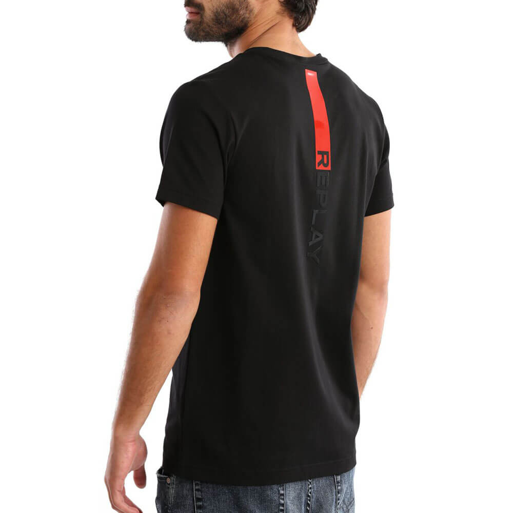 חולצת טישרט ריפליי קצרה לוגו בחזה לוגו גדול בגב גברים