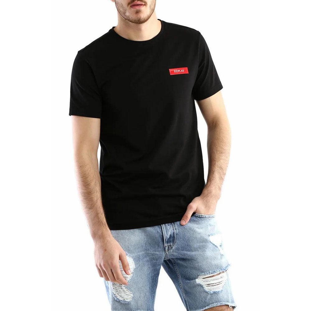 חולצת טישרט ריפליי קצרה לוגו סיליקון אדום גברים