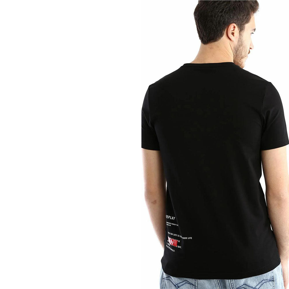 חולצת טישרט ריפליי קצרה לוגו סיליקון אדום גברים