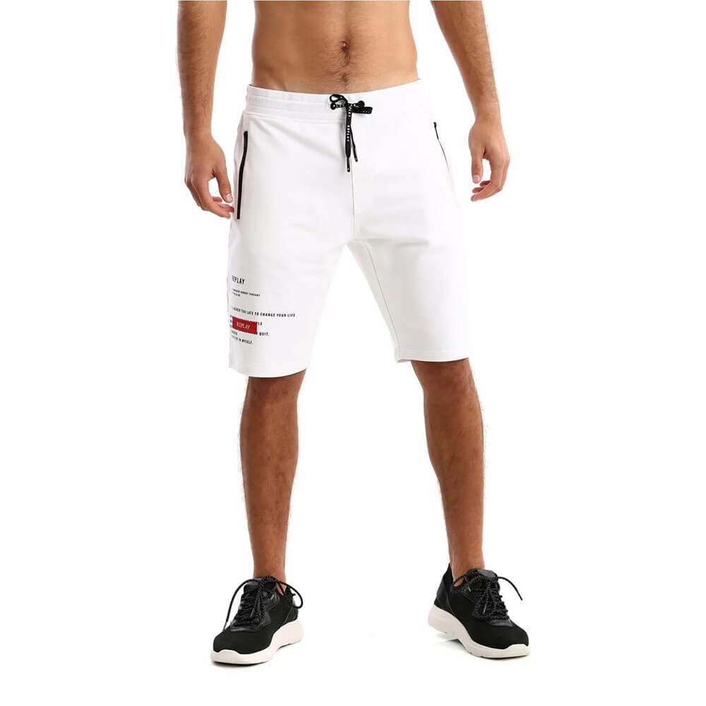 מכנס ריפליי קצר כיתוב לוגו אדום גברים