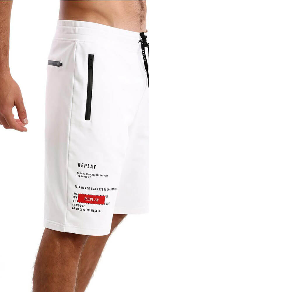 מכנס ריפליי קצר כיתוב לוגו אדום גברים