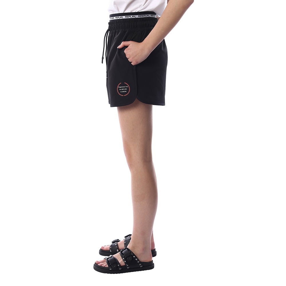 מכנס ריפליי קצר פס לוגו בגומי ועיגול לוגו נשים