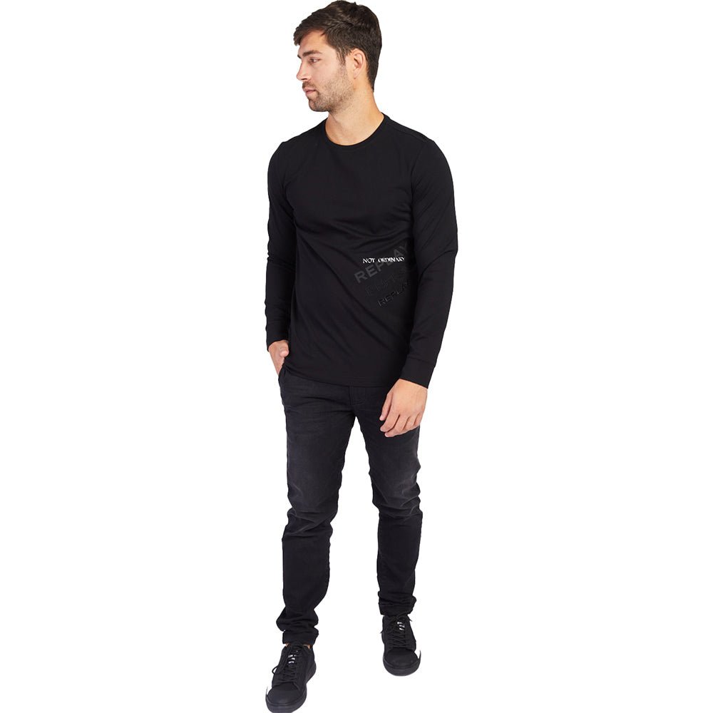 חולצת טישרט ריפליי ארוכה כיתוב אלכסון גברים