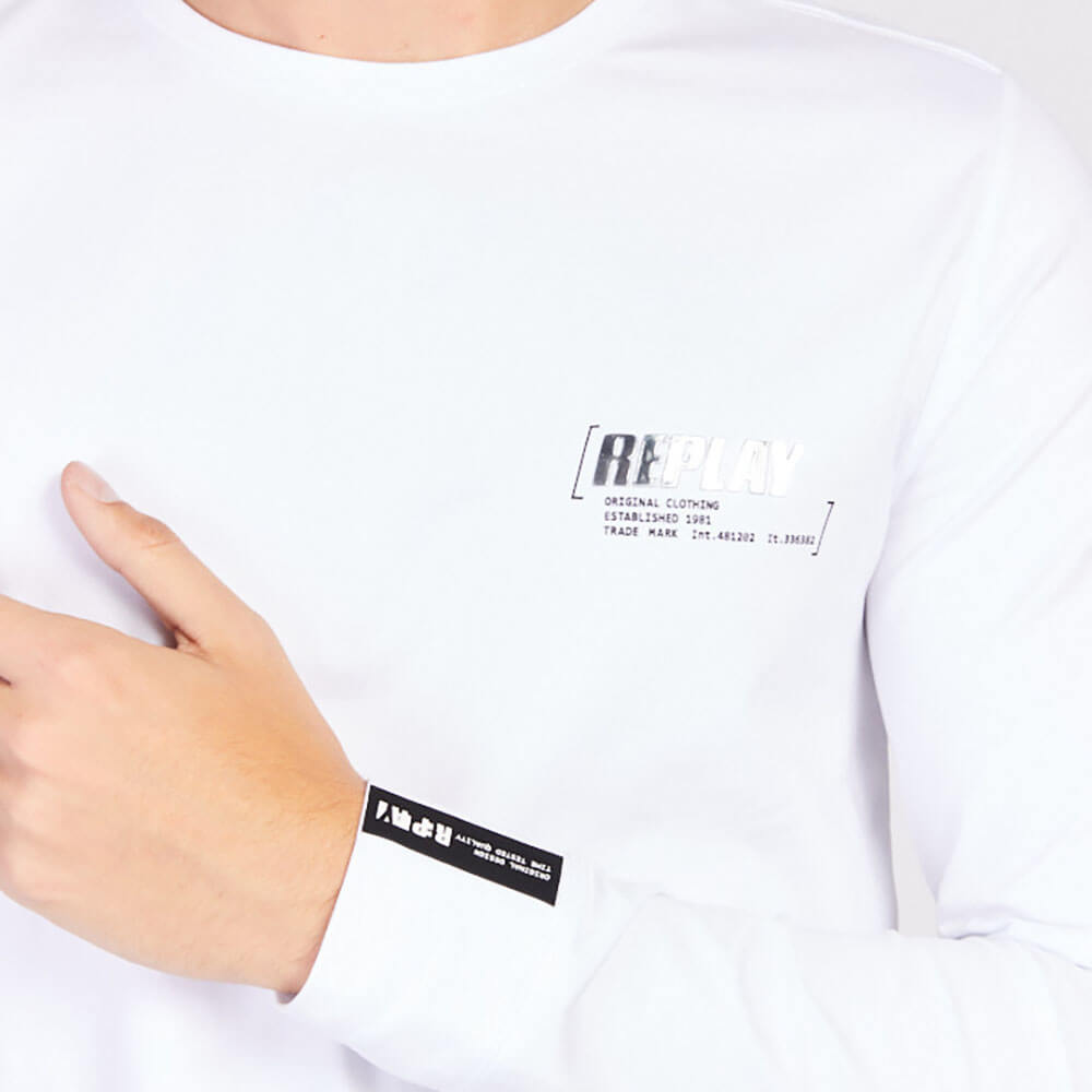 חולצת טי שירט ארוכה לוגו כסוף ריפליי גברים