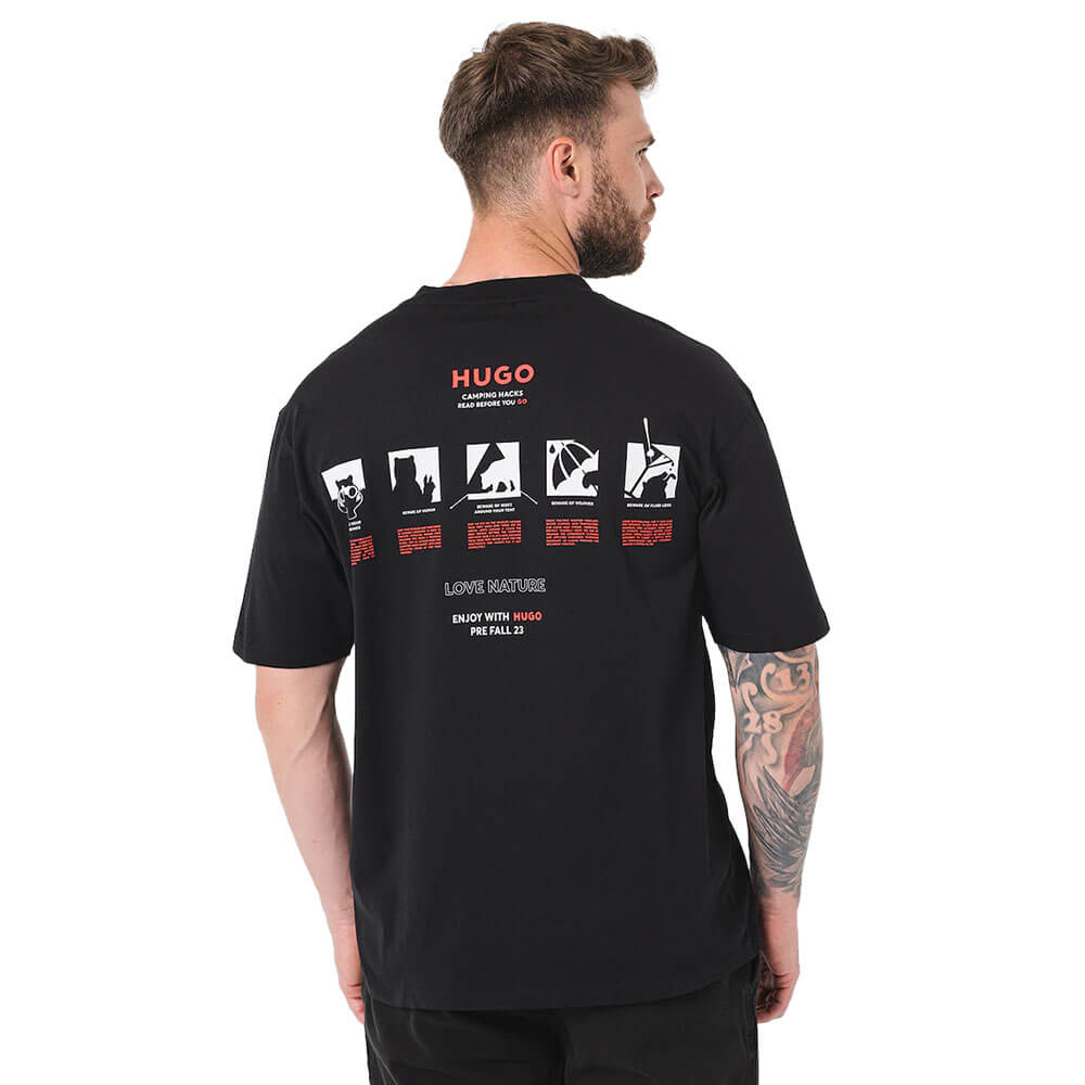 חולצת טישירט קצרה עם הדפסים הוגו בוס גברים