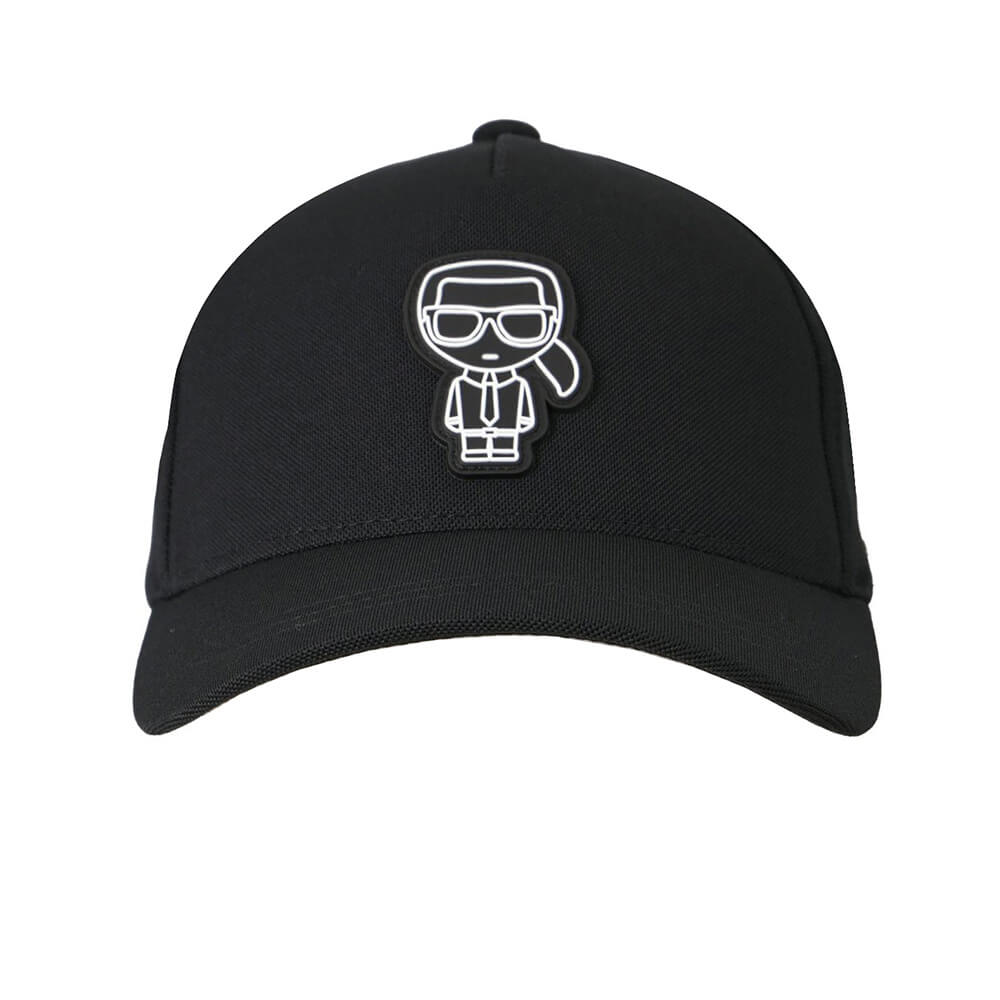 כובע מצחייה קרל לגרפלד שחור לבן עם כיתוב גברים