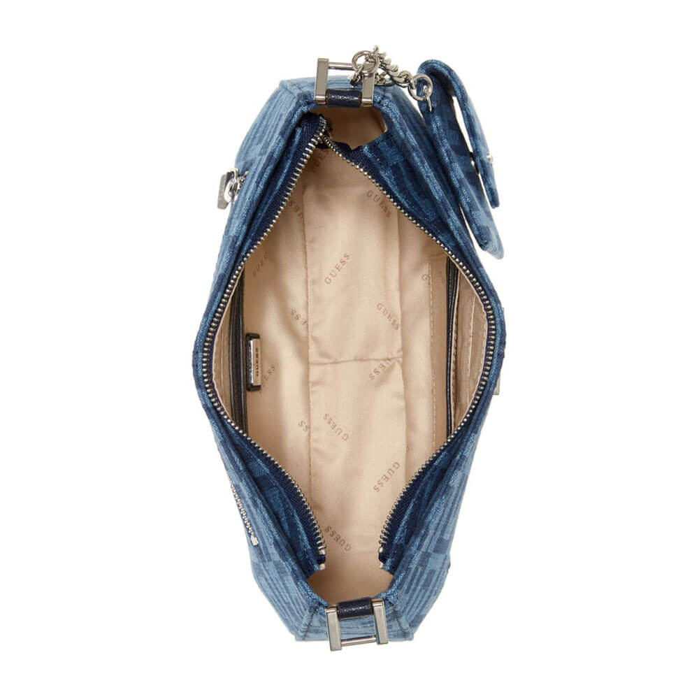 תיק צד Guess נשים Denim Monogram Shoulder Bag