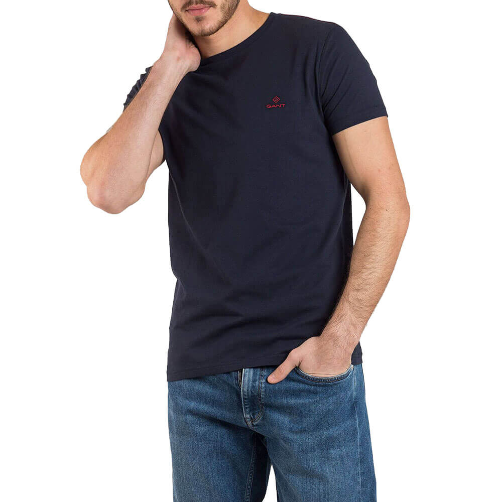 חולצת טישרט גאנט קצרה Contrast Logo Tee גברים