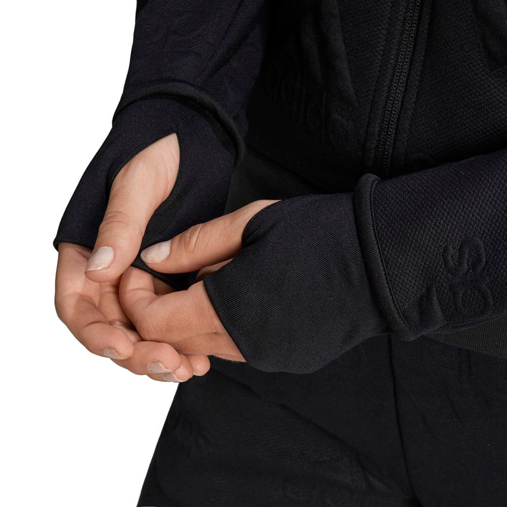 ג'קט קפוצ'ון אדידס Aeroready Jacquard Full-Zip Logo נשים