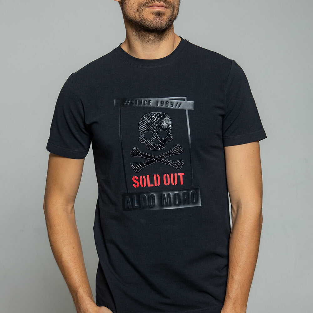 חולצת טישרט קצרה לגבר אלדו מורו גולגולת עור