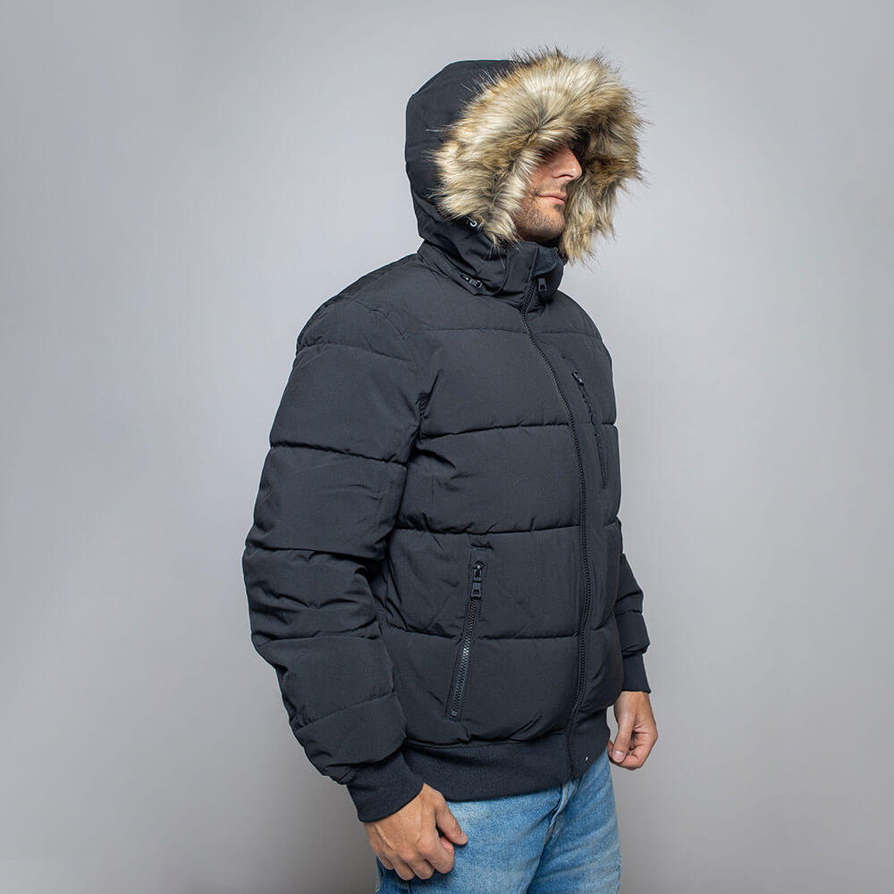 מעיל נאוטיקה מרופד עם כובע בעיטור פרווה גברים