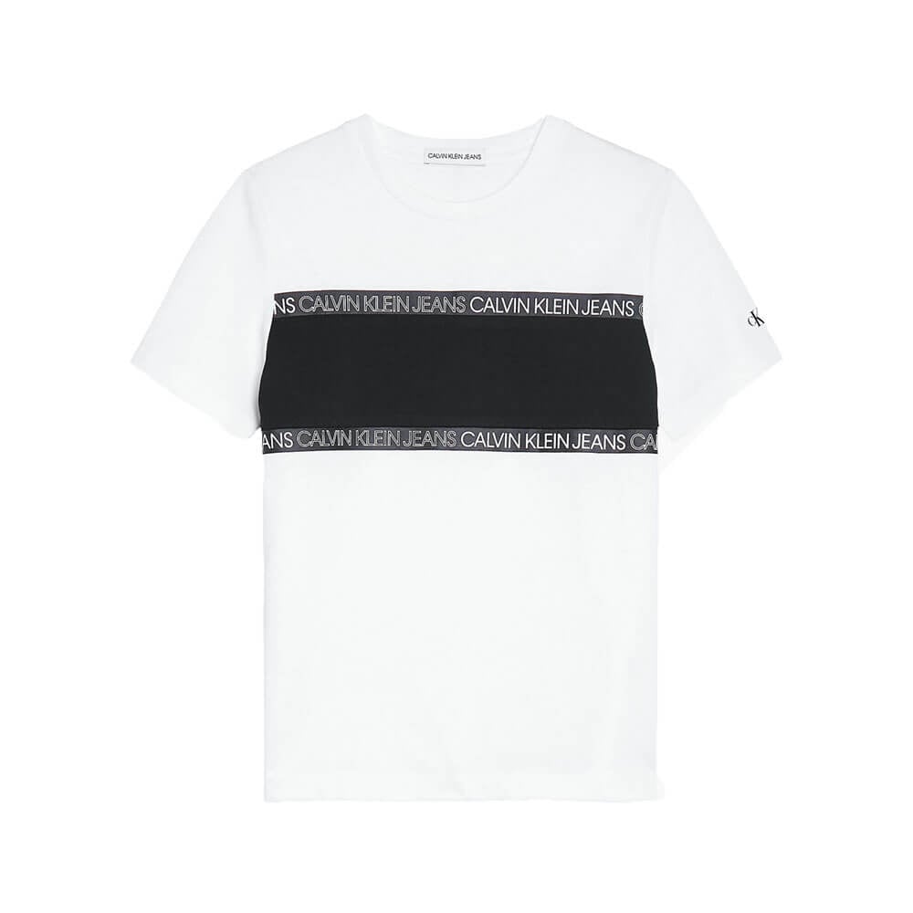 חולצת טישרט קלווין קליין קצרה Logo Tape Colour Block Tee ילדים ונוער