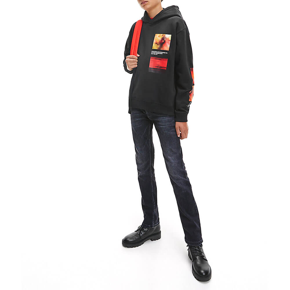 סווטשירט קפוצ'ון קלווין קליין Relaxed Organic Cotton Photo Print Hoodie ילדים ונוער