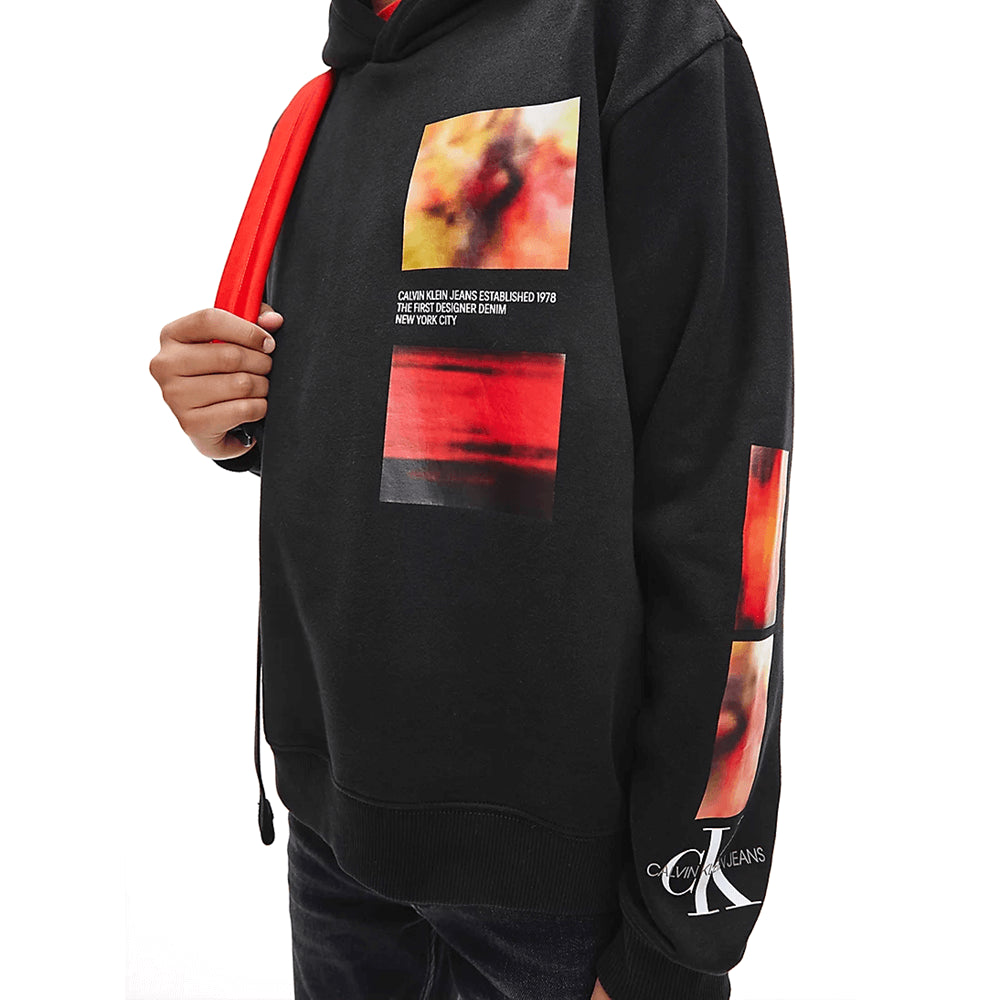 סווטשירט קפוצ'ון קלווין קליין Relaxed Organic Cotton Photo Print Hoodie ילדים ונוער