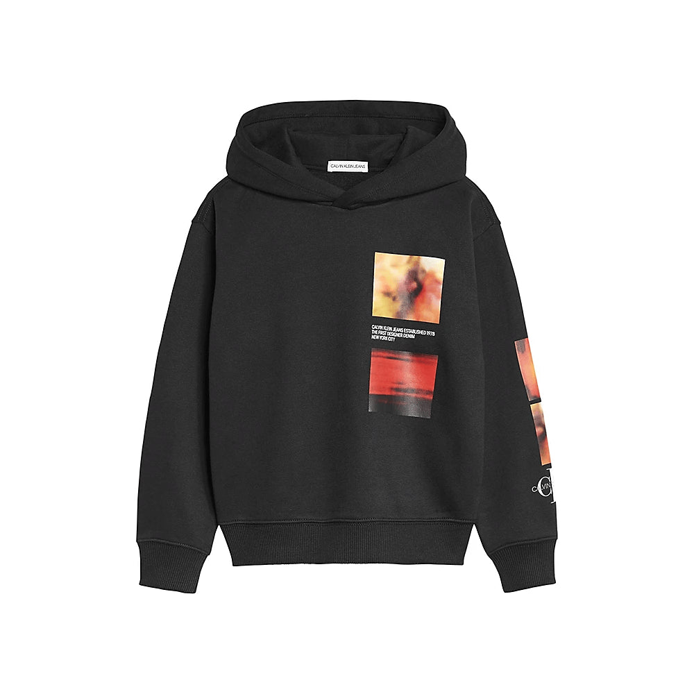 סווטשירט קפוצ'ון קלווין קליין Relaxed Organic Cotton Photo Print Hoodie ילדים ונוער