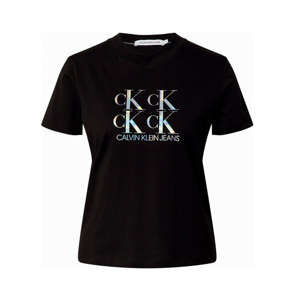 חולצת טישרט קלווין קליין קצרה Shine Logo Tee נשים