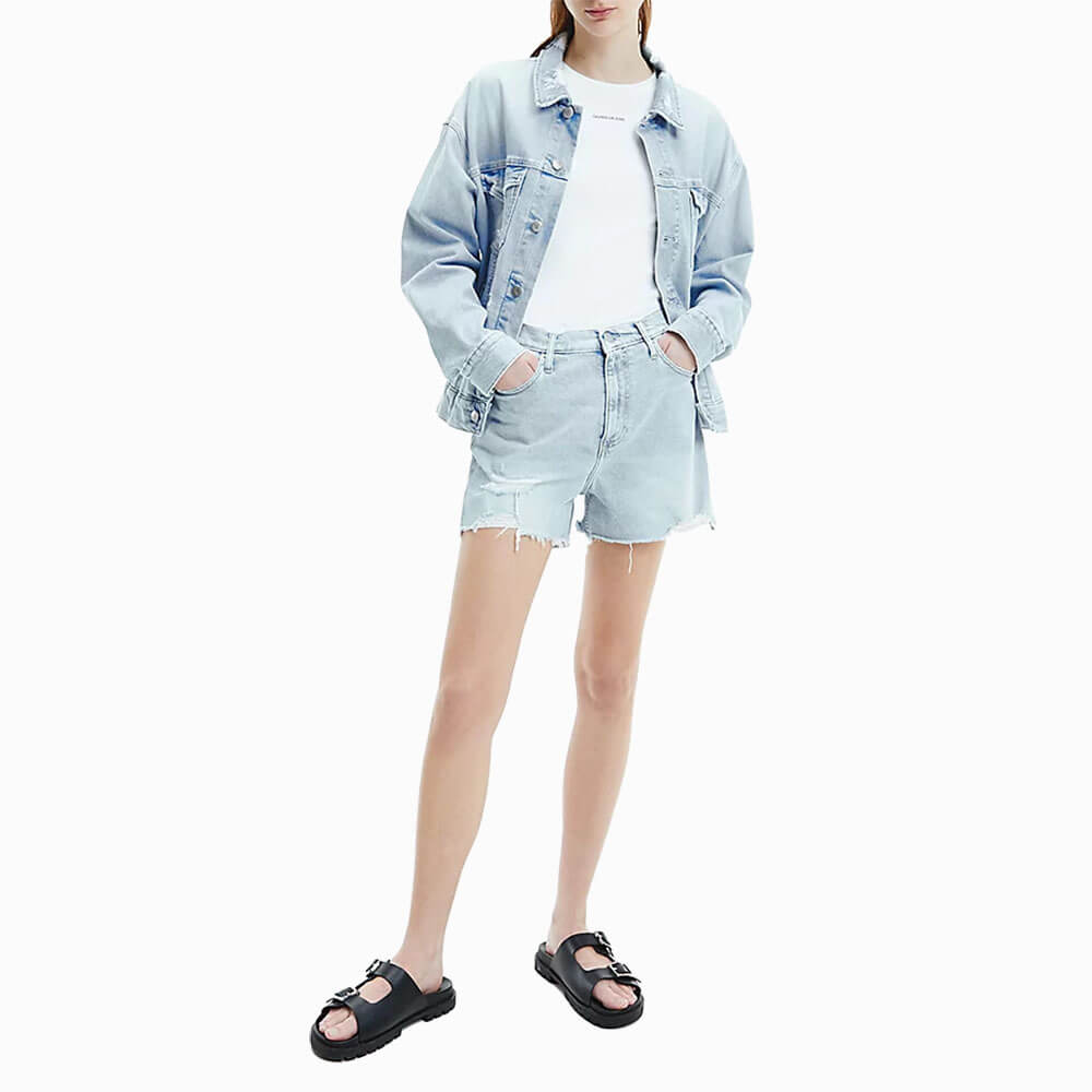 מכנסי ג'ינס קצרים קלווין קליין Mom Short נשים