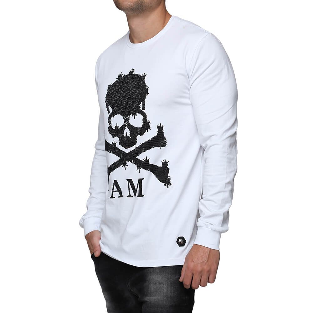 חולצת טישרט אלדו מורו ארוכה עם הדפס גולגולת גדול