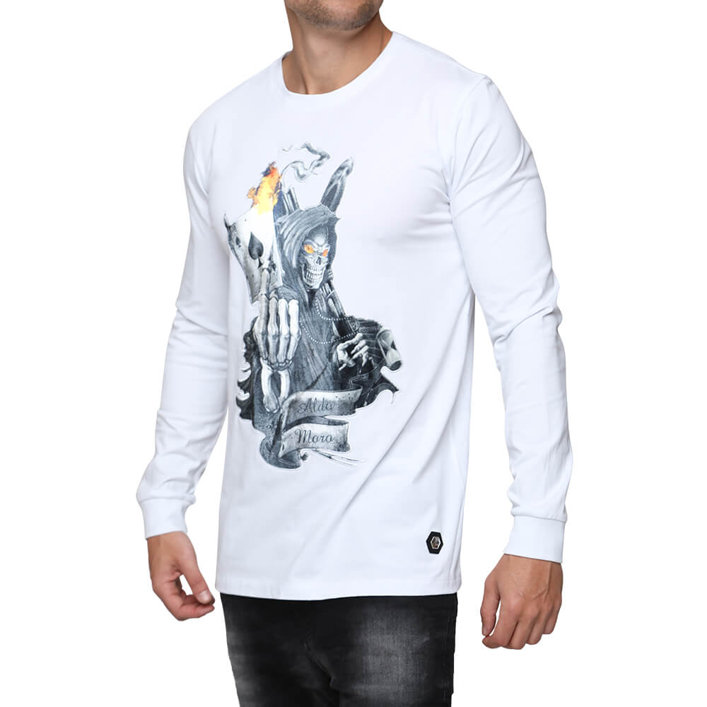 חולצת טישרט אלדו מורו ארוכה עם הדפס שלד גדול
