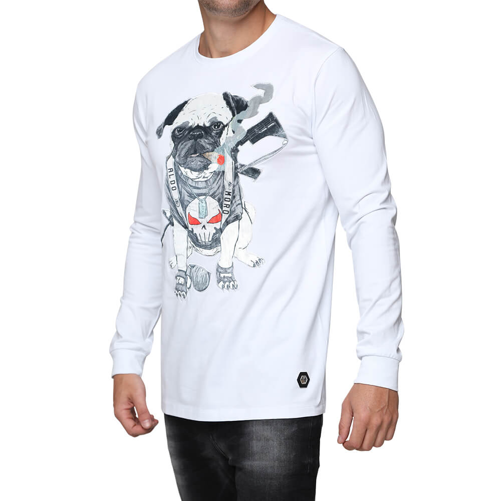 חולצת טישרט אלדו מורו ארוכה עם הדפס כלב גדול גברים
