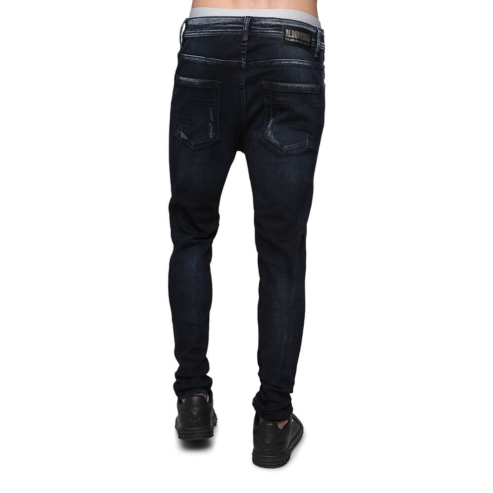 ג'ינס אלדו מורו סקיני שחור עם שפשופים וקרעים גברים