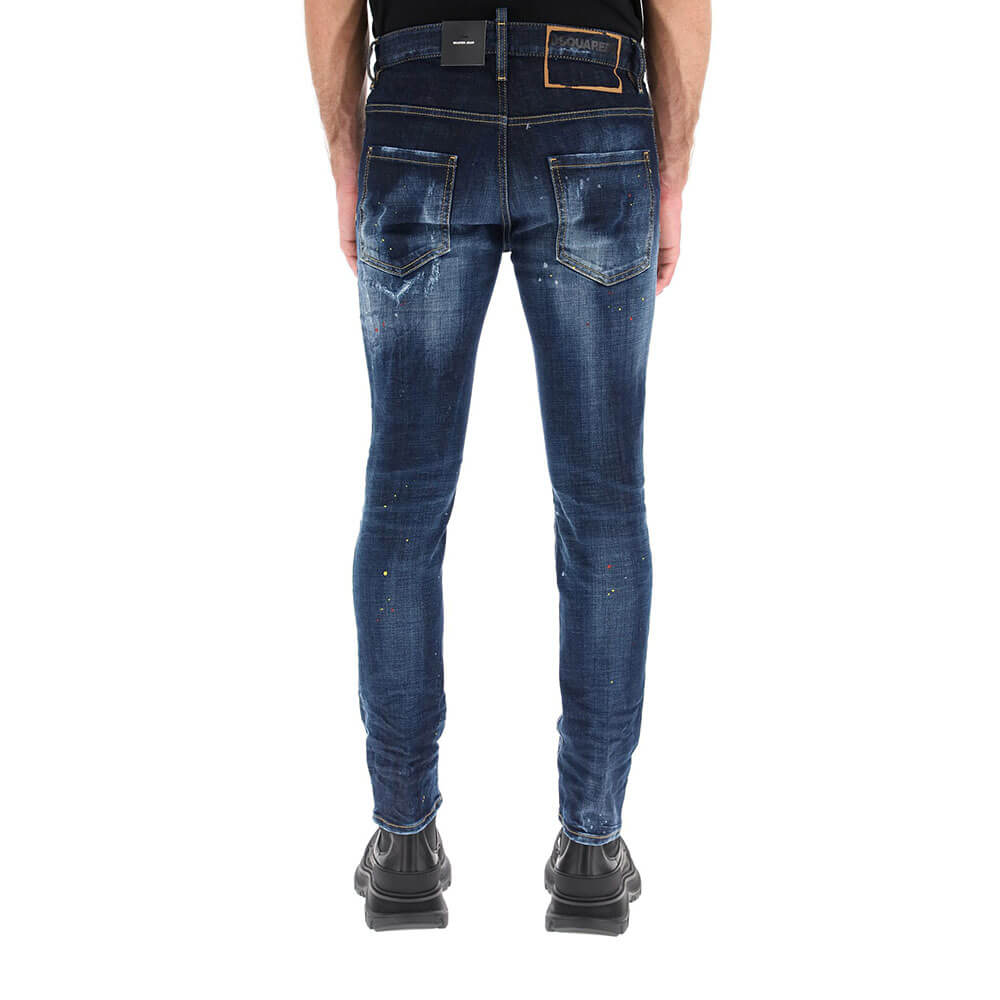 ג'ינס דיסקוורד משופשף עם כתמי צבע גברים