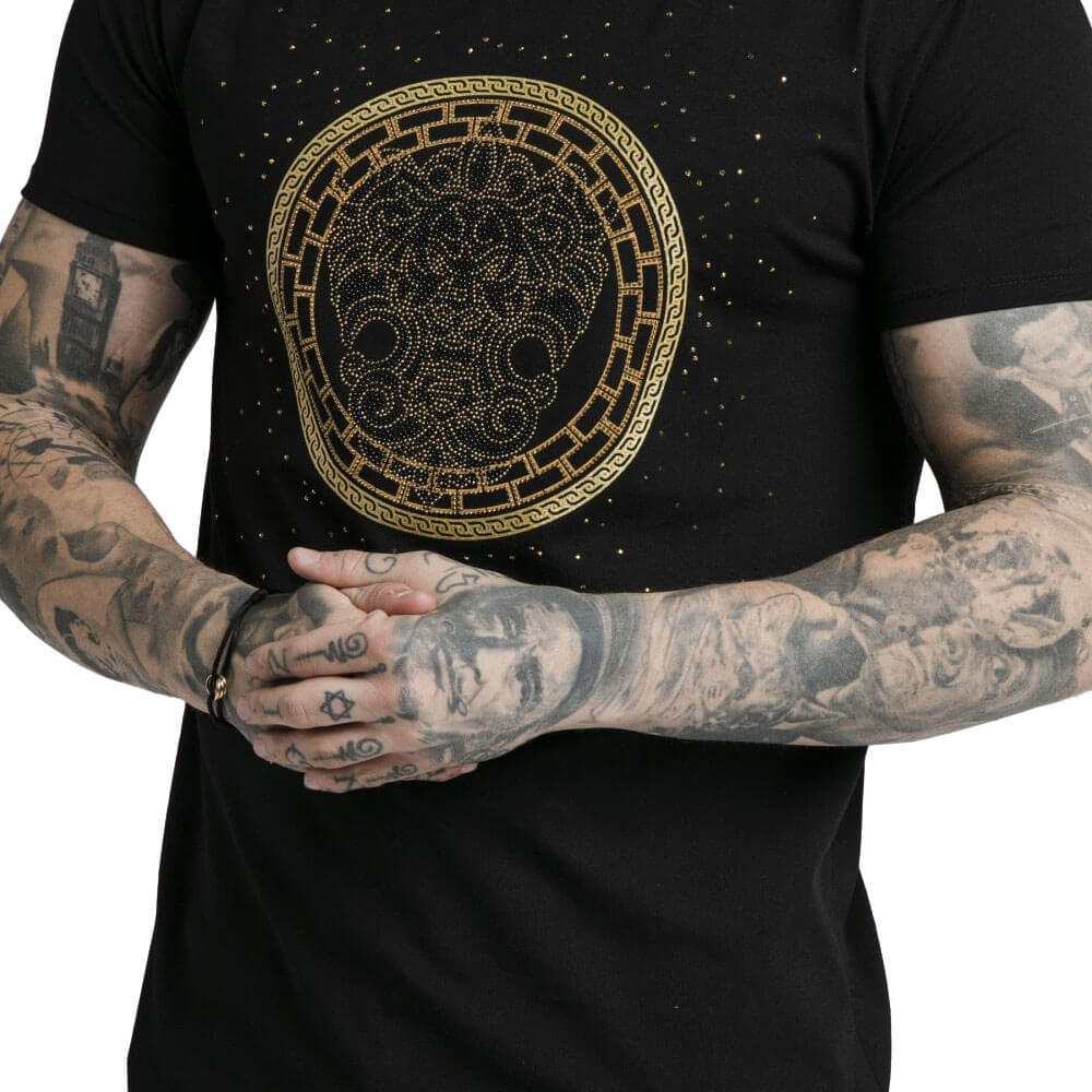 חולצת טישרט סיקסילק קצרה Rhinestone Lion Tee גברים