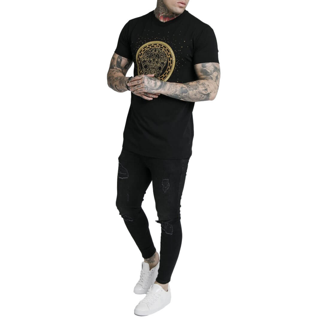 חולצת טישרט סיקסילק קצרה Rhinestone Lion Tee גברים