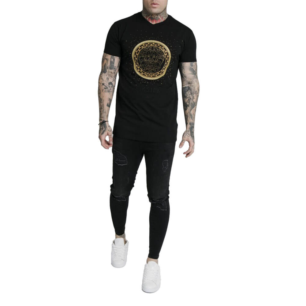 חולצת טישרט סיקסילק קצרה Rhinestone Lion Tee גברים